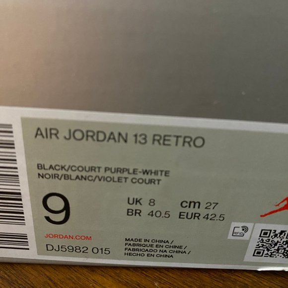 Air Jordan 13 Retro Court Purple Black Basketball Shoes DJ5982-015 Size 9 - Picture 7 of 7